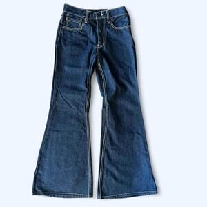 vintage 70s texwood bell bottom jeans 🍎 dark wash flare denim 27x31 💙